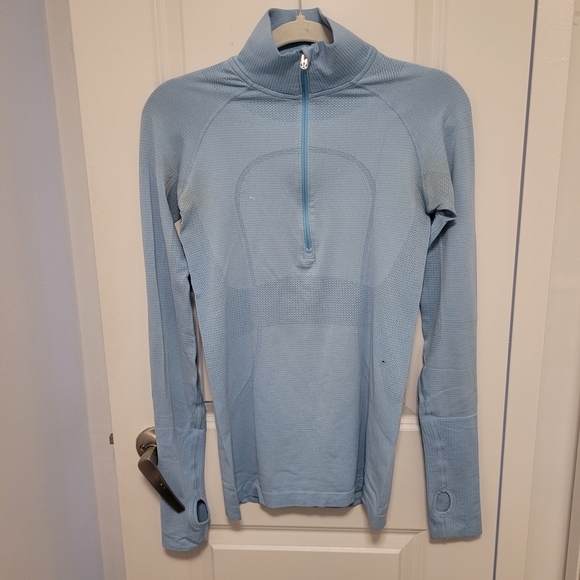 lululemon athletica Tops - Lululemon Swiftly Tech Quarter-Zip Pullover - Light Blue, Size 6